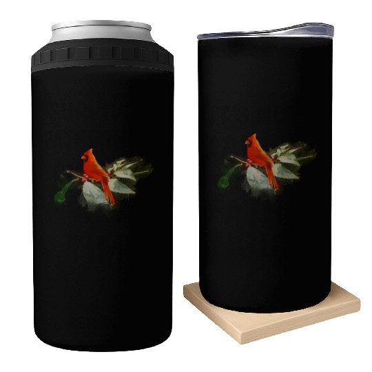 Wild Red Cardinal Bird Can Coolers