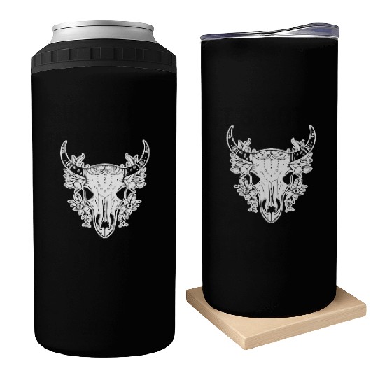 Cow Skull Boho Can Coolers