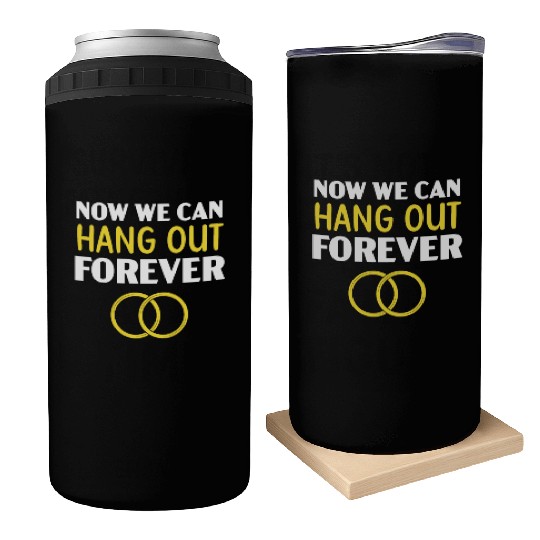 Bride And Groom Wedding Day Marriage Just Married Can Coolers