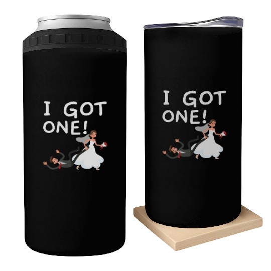 Bride And Groom Wedding Day Marriage Just Married Can Coolers