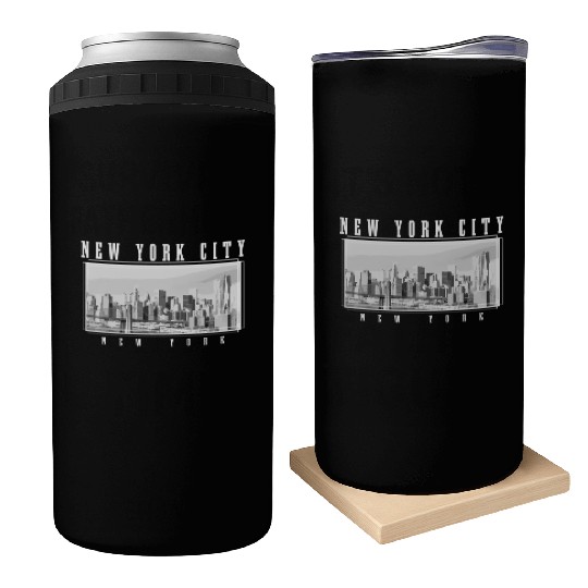 Nyc New York City yline Ny Pride Black White Can Coolers