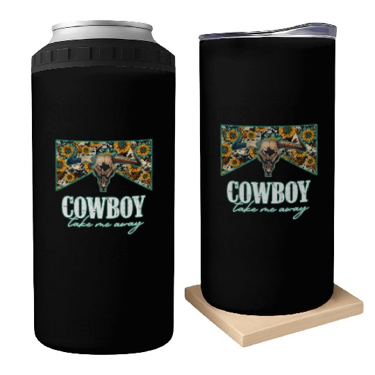 Leopard Sunflower Bull ull Cowboy Take Me Away Can Coolers