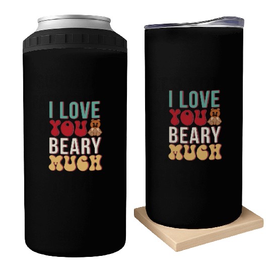 I Love You Beary Much Retro Sublimation Valentine Can Coolers
