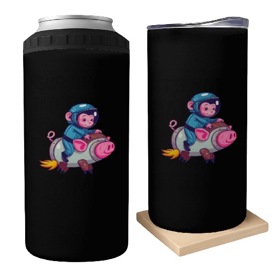 Pig and Monkey as Astronauts Can Coolers