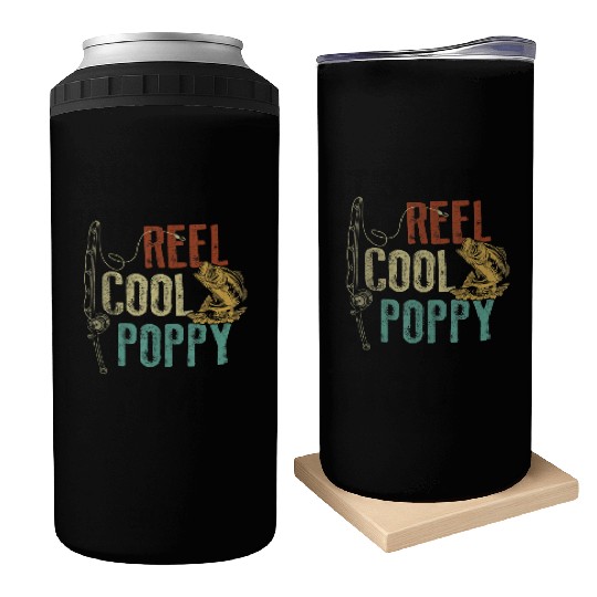Reel Cool Poppy Fishing Grandpa Fathers Day Fisher Can Coolers