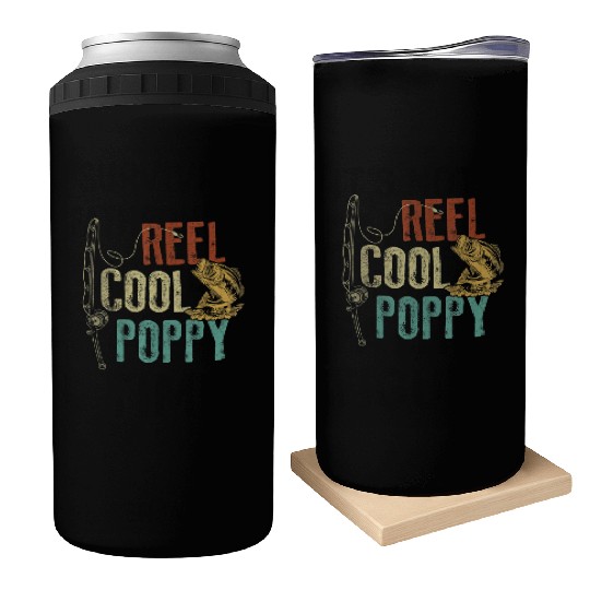 Reel Cool Poppy Fishing Grandpa Fathers Day Fisher Can Coolers