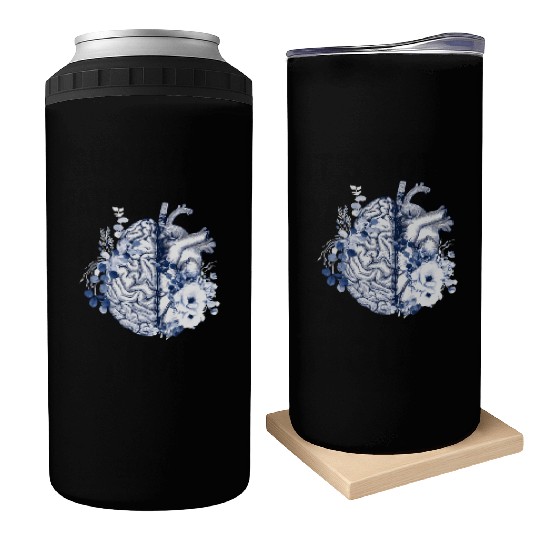 Balance Head And Heart Anatomy Blue Flowers Can Coolers