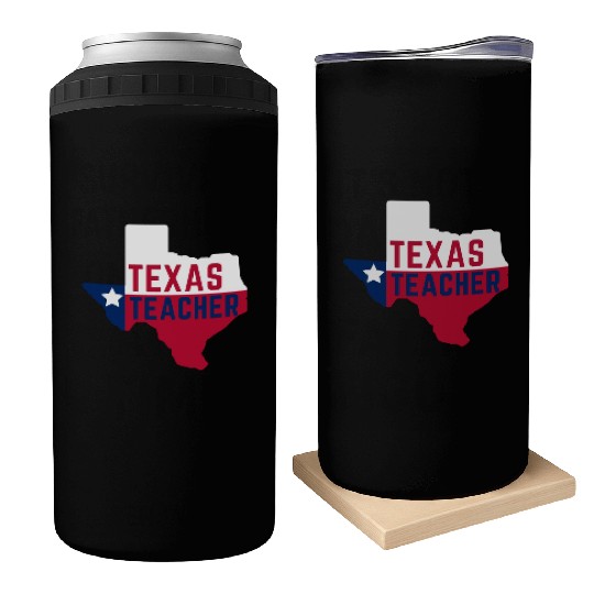 Texas Teacher Life Flag Style Can Coolers