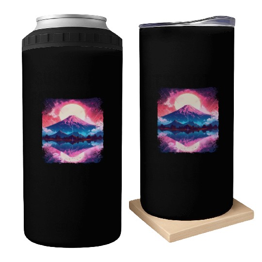 Mount Fuji Vaporwave Aesthetic Japan Sight Volcano Can Coolers