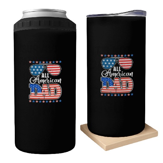 All American Dad Usa Sunglasses Flag Father's Day Can Coolers