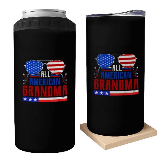 All American Grandma Independence Day US Patriots Can Coolers