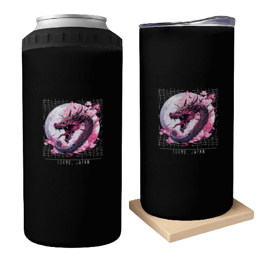 Japanese Tokyo Dragon Asian inspired retro 80’s Can Coolers