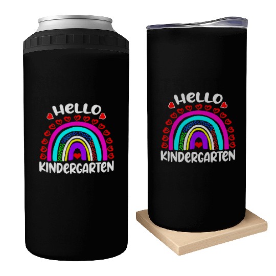 Hello Kindergarten Rainbow Heart Back To School Can Coolers