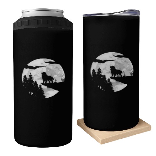 Dog Owner Full Moon At Night Pet Bernese Mountain Can Coolers