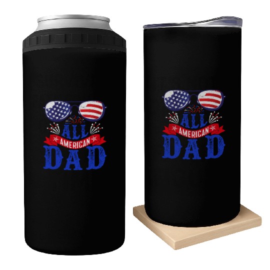 All American Dad America Pride US Patriot Can Coolers