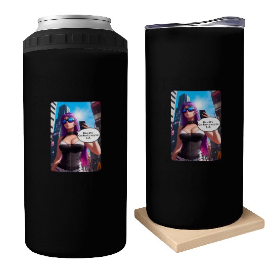 Cyberpunk Waifu Influencer Design 5 Can Coolers