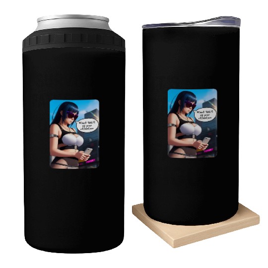 Cyberpunk Waifu Influencer Design 8 Can Coolers