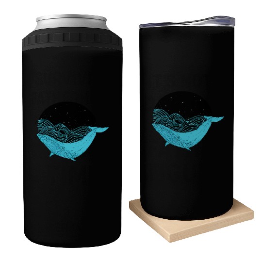 Humpback Whale Midnight Space Whale Can Coolers