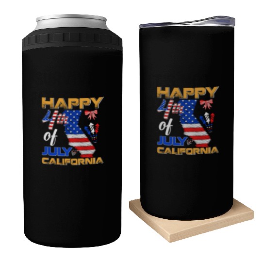 Independence Day Happy 4th July California USA Can Coolers