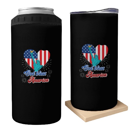 God Bless America Independence Day 4th July USA Can Coolers