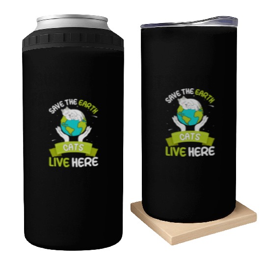 Save The Earth Cats Live Here World Environment Can Coolers