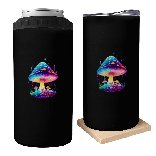 Enchanting Fungi: A Neon Wonderland Can Coolers