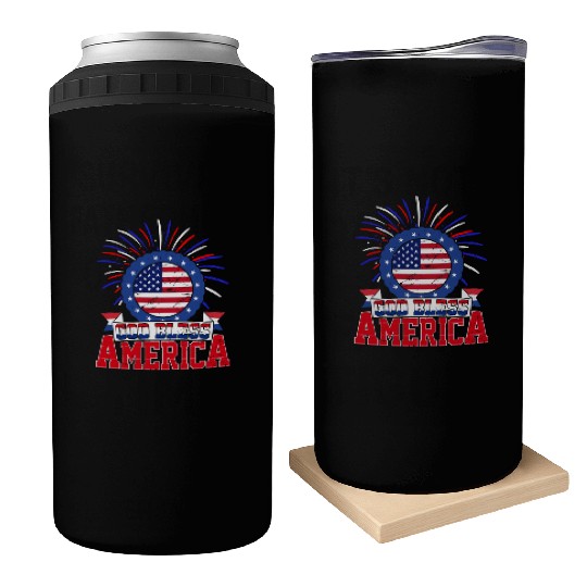 God Bless America Independence Day USA Patriot Can Coolers