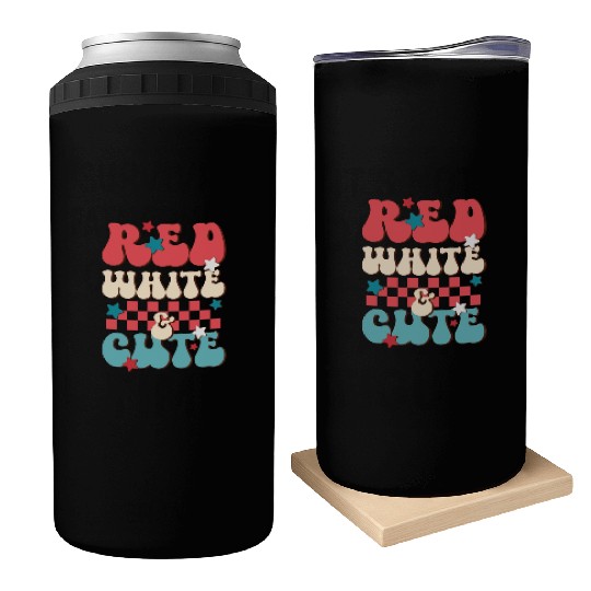 Red White And Cute, Independence Day Can Coolers