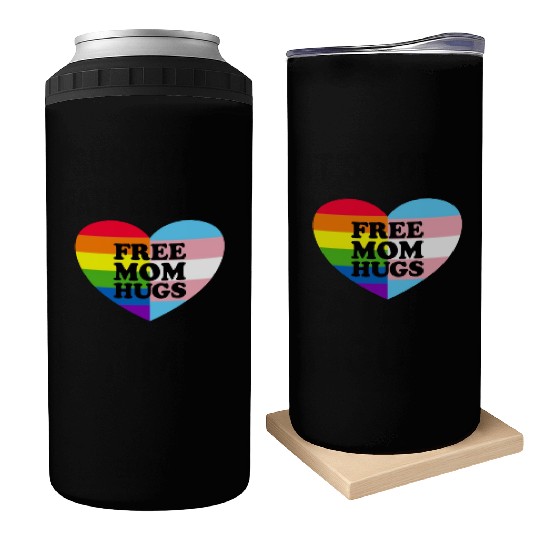 Free Mom Hugs Gay Pride Trans Flag LGBTQ Free Hugs Can Coolers
