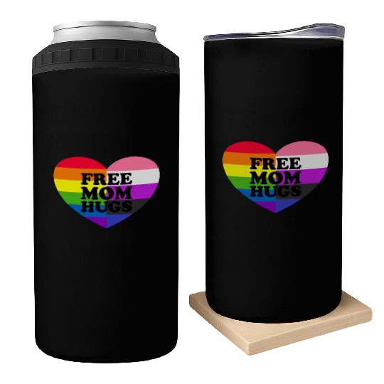 Free Mom Hugs Gay Pride Genderfluid Flag Can Coolers