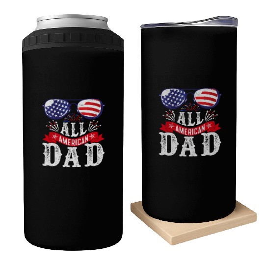 All American Dad America Pride US Patriot Can Coolers