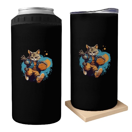 Basketball Cat Basketball Player I Love Basketball Can Coolers