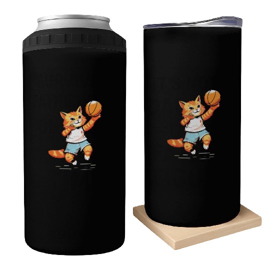 Basketball Cat Basketball Player I Love Basketball Can Coolers