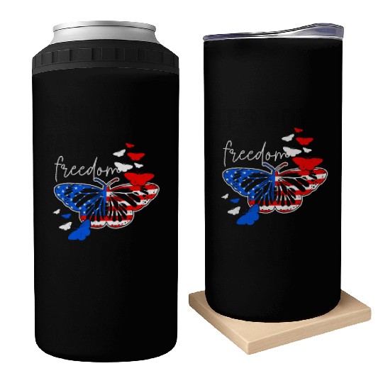 American Freedom Independence Day Butterfly Can Coolers