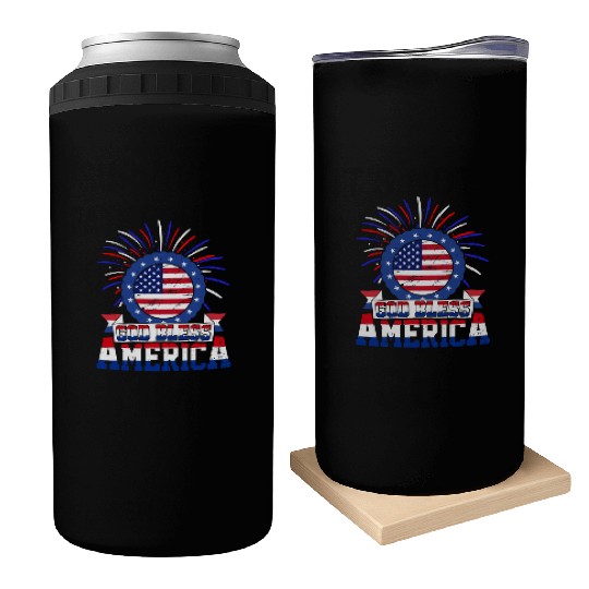 God Bless America Independence Day USA Patriot Can Coolers