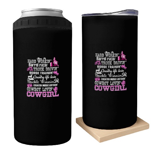 Barrel Racing Cowgirl Can Coolers