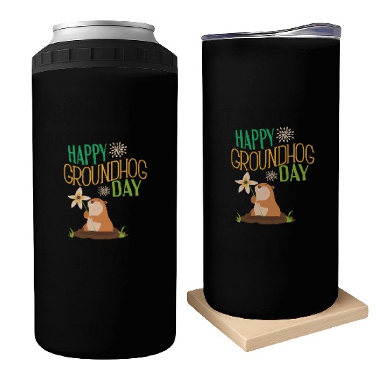 Groundhog Day 2021 Happy Ground Hog Can Coolers