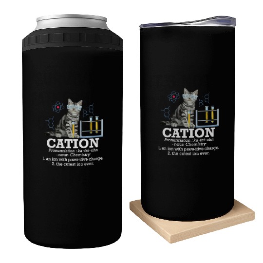 Cation Chemistry Humor Science Teacher Cat Pun Can Coolers