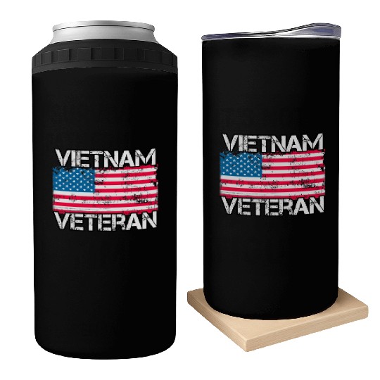 Vietnam Veteran Us Flag Military Vet Can Coolers
