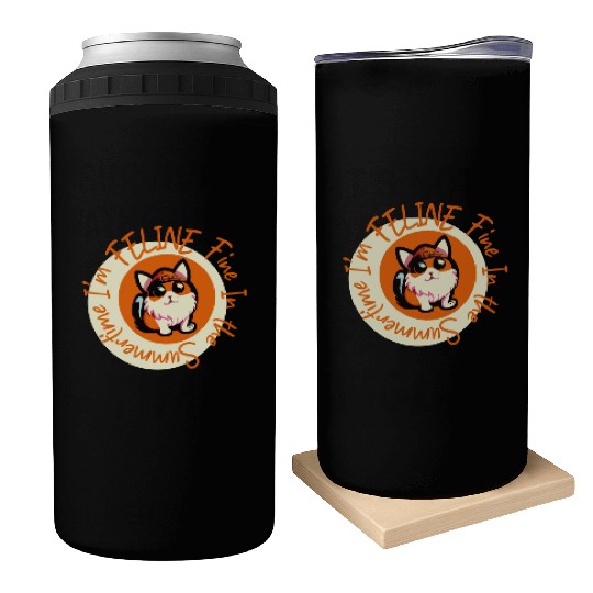 I'm FELINE Fine | Cat Lover Summer Animal Party Can Coolers