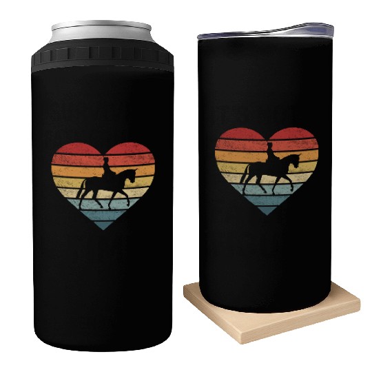 Equestrian Horseman Retro Sunset Horse Lover Rider Can Coolers