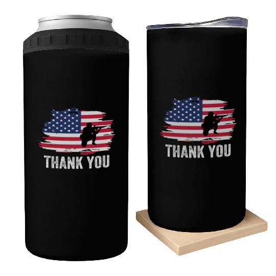 Thank You Us Flag Memorial Day Can Coolers