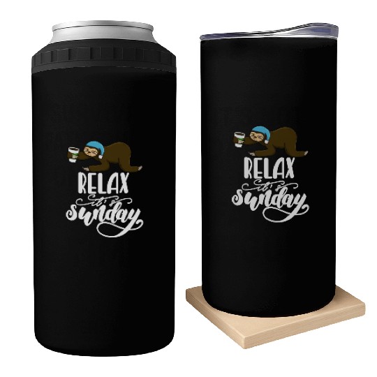 Relax It's Sunday Sloth Can Coolers
