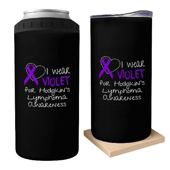 I Wear Violet For Hodgkins Lymphoma Awareness Can Coolers