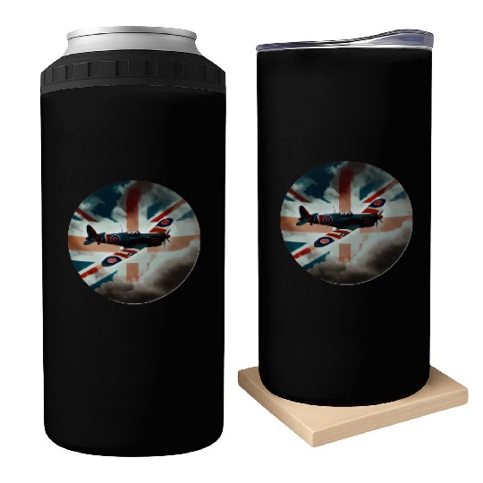 Spitfire Airplane Fighter Plane England UK Can Coolers