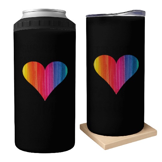 Rainbow Heart Lgbtq Gay Gay Can Coolers