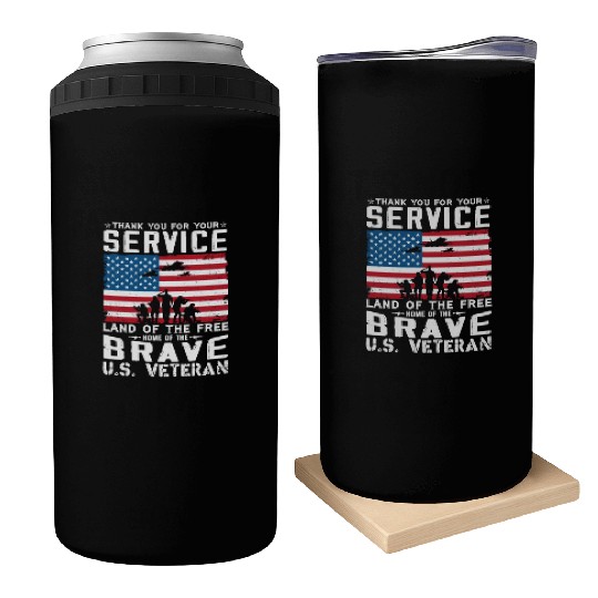 US Army Veteran Land Of The Free Can Coolers