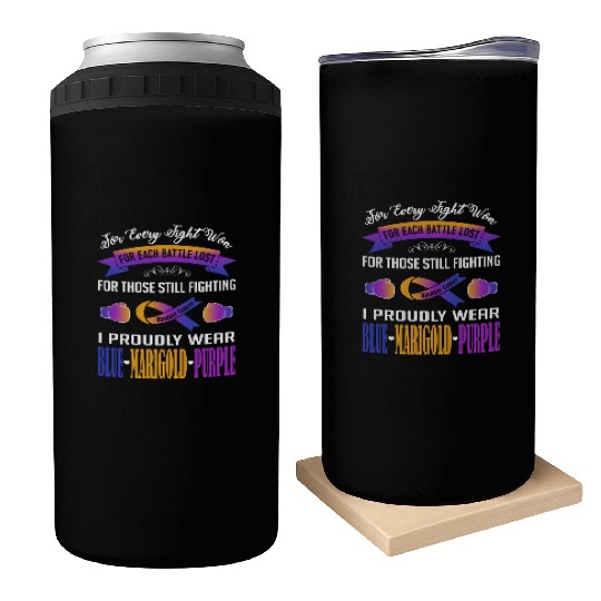 I Proudly Wear Blue Marigold Purple Bladder Cancer Can Coolers
