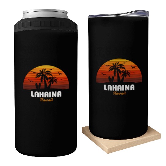 Retro Lahaina Maui Hawaii Sunset Cool Vintage Can Coolers