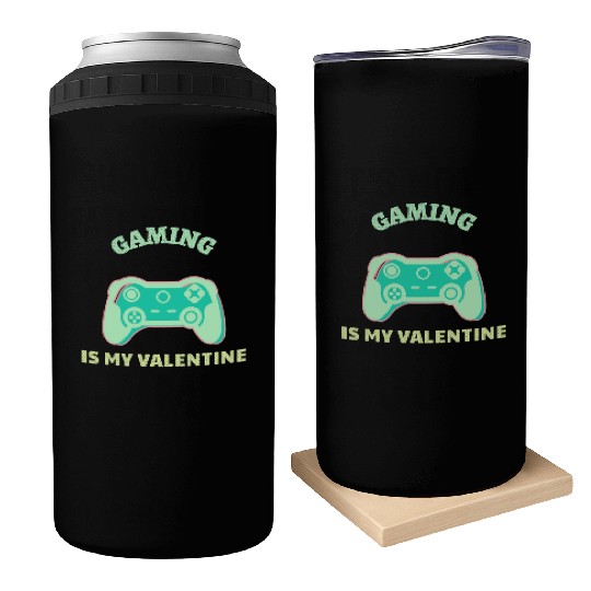 Gaming Is My Valentine Light Green Can Coolers